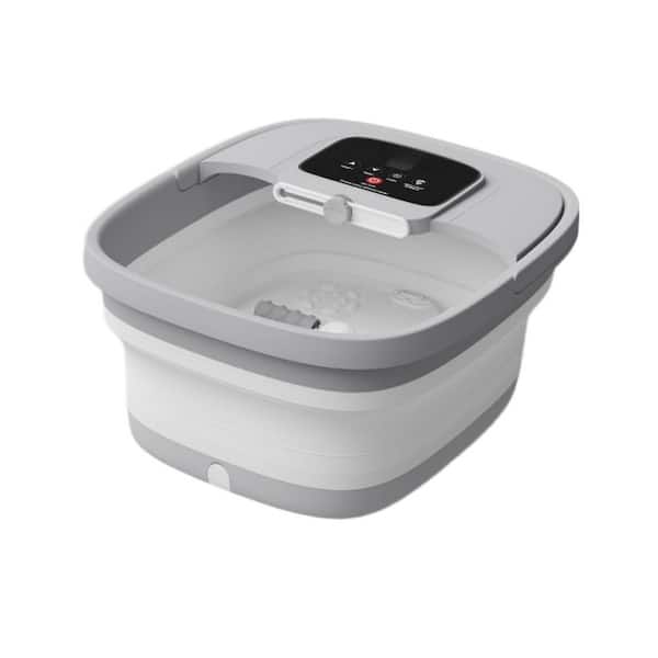 Upgraded Temperature Control Foldable, Pedicure Tub Foot Bath Spa in Gray, Shiatsu Rollers Bubble Light for Feet Relief