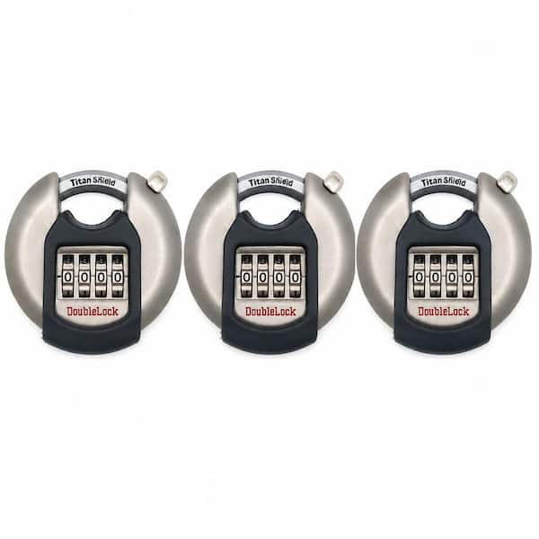 Crab Combo, 2-3/4 in. 4-Dial Combination Discus Padlock with Shroud (3-Pack)