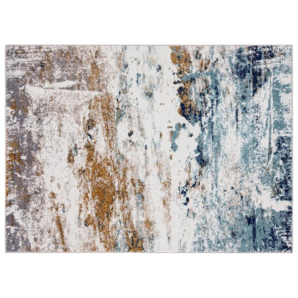 LUXE WEAVERS Beverly Collection Blue 5x7 Contemporary Polypropylene Area Rug