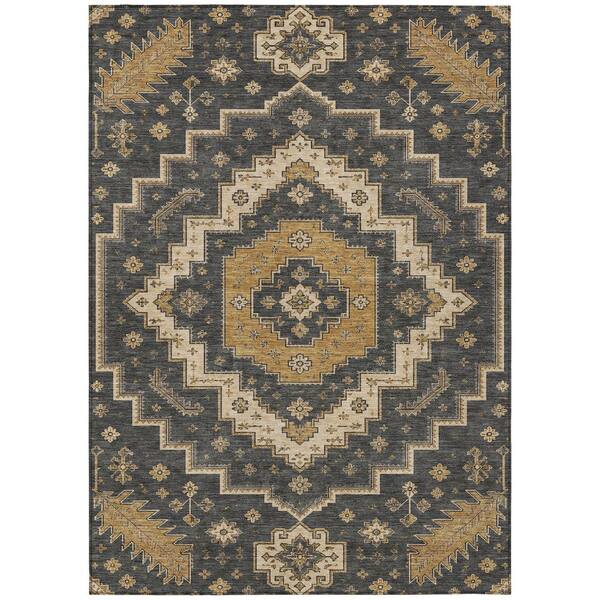 Chantille Machine Washable Indoor/Outdoor Abstract ACN3141 Charcoal 9 ft. x 12 ft. Area Rug