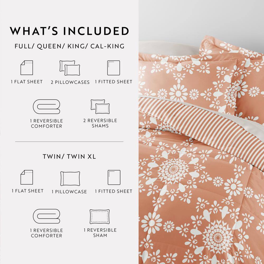 California King Daisy Medallion Clay Microfiber Bedding Set