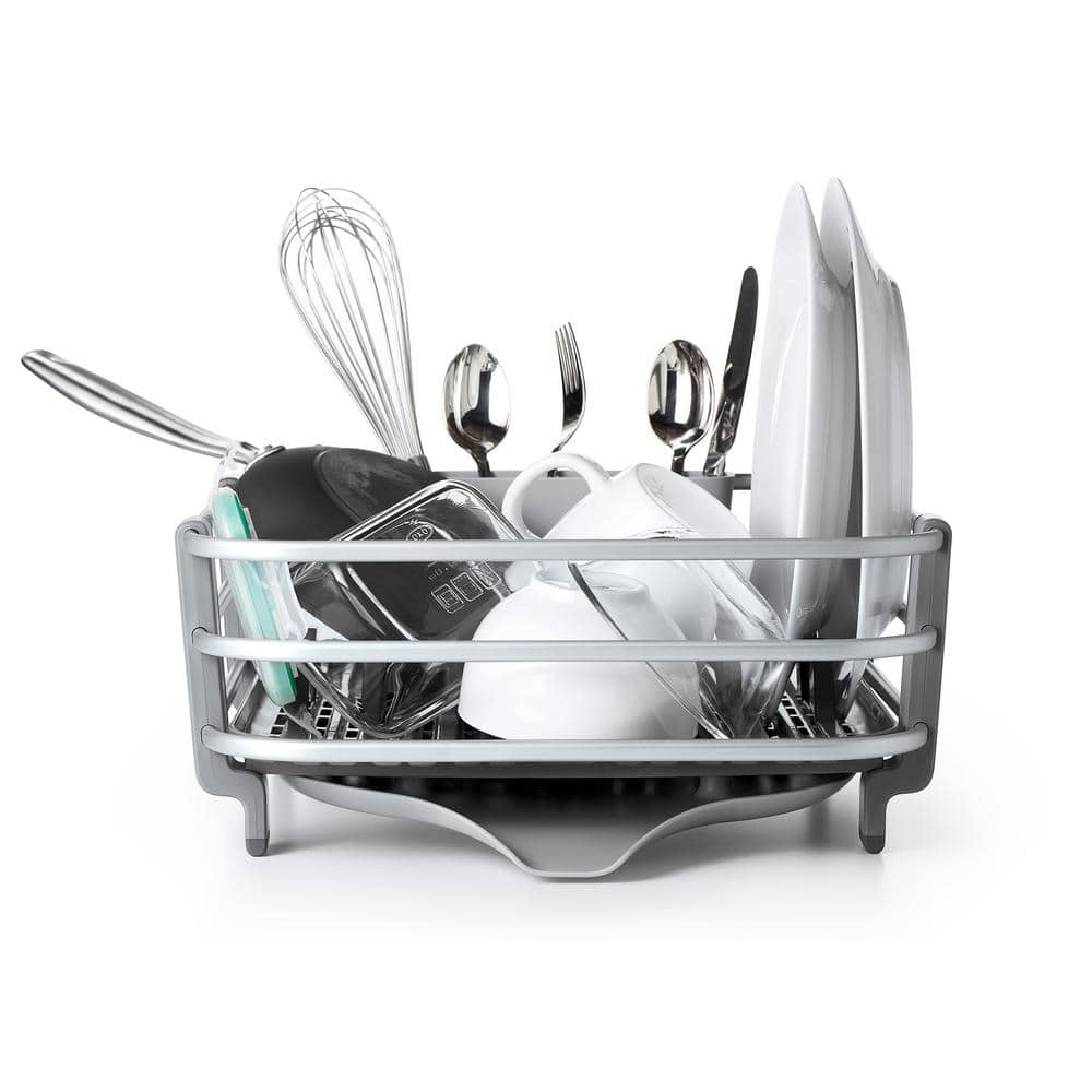 Foldable Aluminum Dish Rack with Utensil Cup