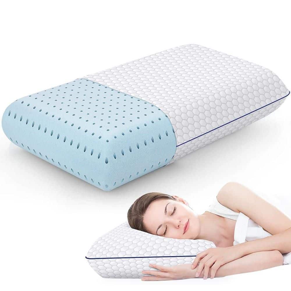 Memory Foam Support Pillow, 5 in. H Bed Sleeping Pillow, Breathable Mesh & Washable Cover in Grey price history on PriceWatchPro