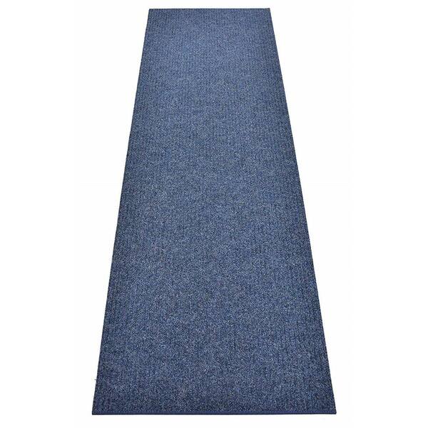 Custom Tracker Indoor/Outdoor Hallway Runner Rug 3 ft. W x 31 ft. L Navy Polyester Garage Flooring