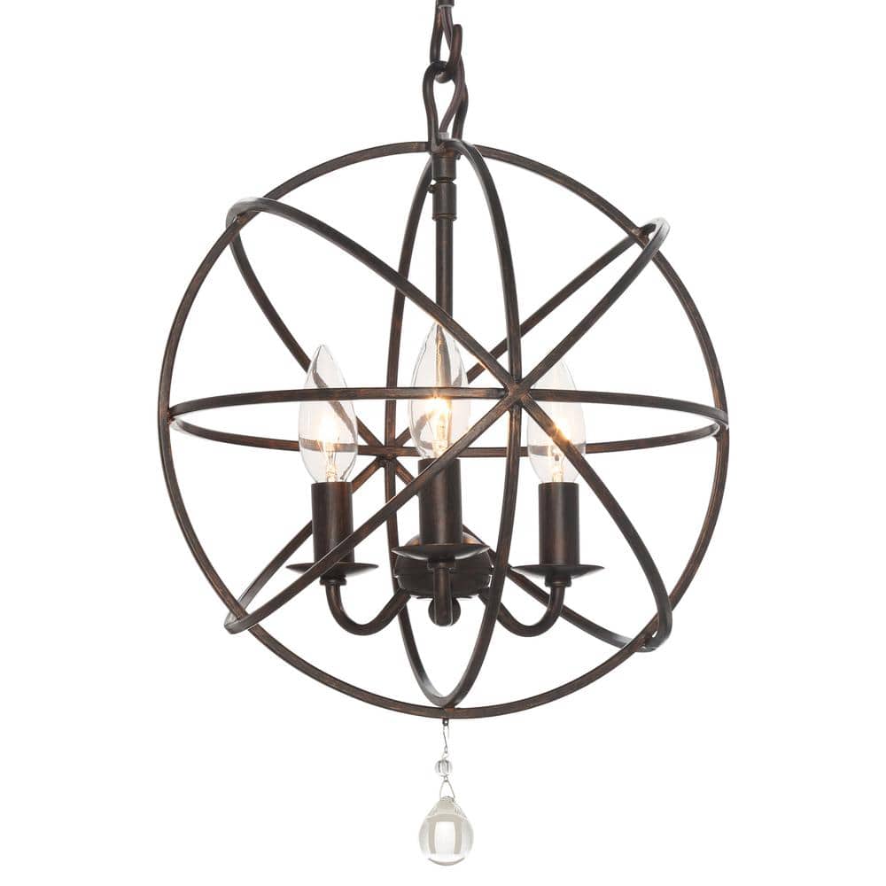 English Bronze Mini Chandelier with Clear Glass Beads