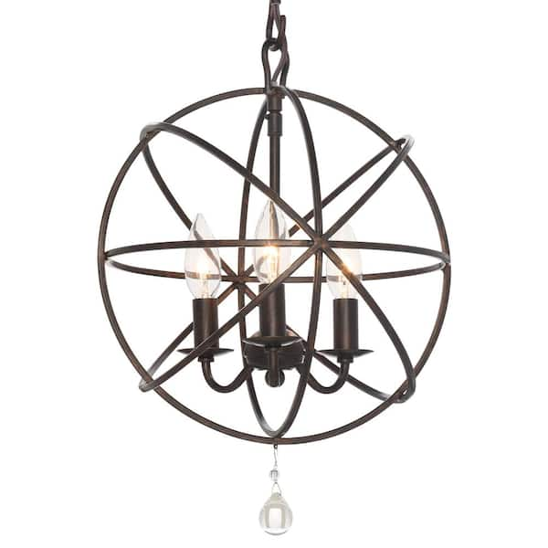 Crystorama Solaris Collection 3 Light English Bronze Indoor Orb Chandelier 9225 Eb The Home Depot