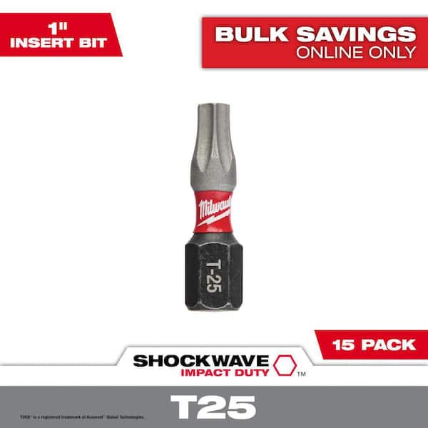Milwaukee SHOCKWAVE Impact Duty 1 in. T25 Torx Alloy Steel Insert Bit (15-Pack)