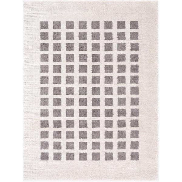 Livabliss Fossay Shag Black 3 ft. x 7 ft. Modern Indoor Area Rug