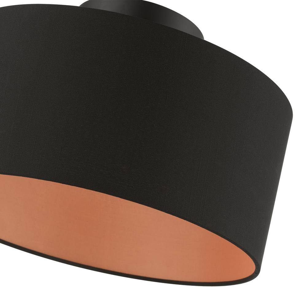 Sentosa Black Steel Drum LED Semi-Flush Mount for Indoor/Outdoor