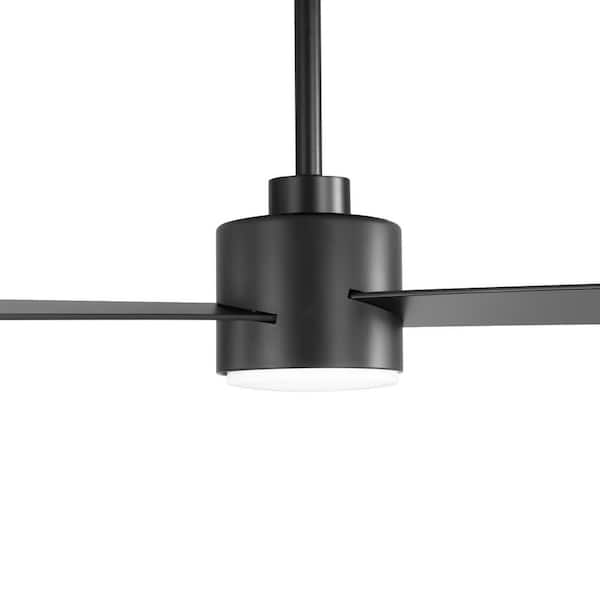 52 in. Matte Black Indoor Integrated LED DC Motor Downrod Modern Ceiling Fan with Lights and Remote Control Included