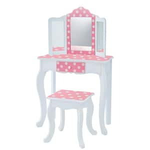 Fantasy Fields Fashion Polka Dot Prints Gisele Play Vanity Set in Pink/White