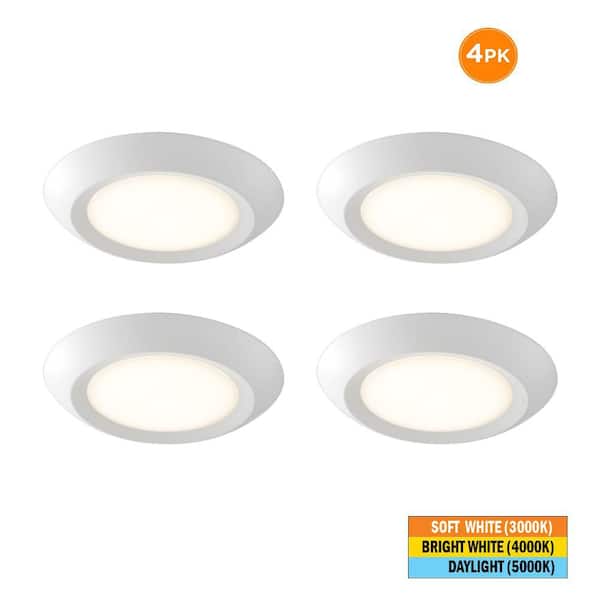 Commercial Electric 10 in. 18-Watt Adjustable CCT Disk Light LED Flush Mount Light Fixture 1500LM J-Box Compatible 120V Dimmable (4-Pack)