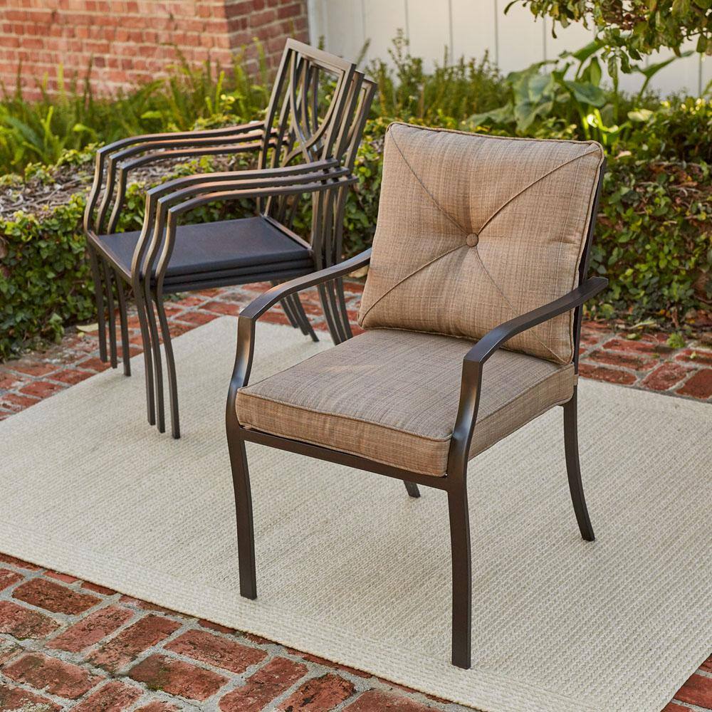 Copper Bronze 4-Person Square Outdoor Dining Set with Cushions