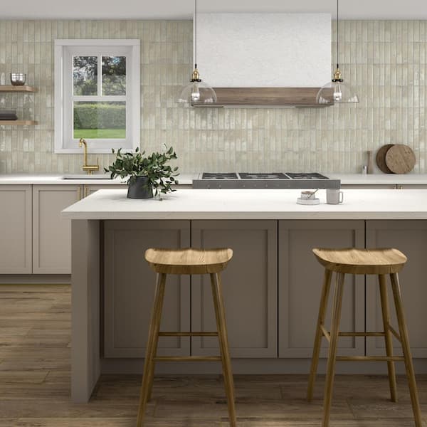 Brickhaven Oyster 2 in. x 8 in. Glazed Porcelain Floor and Wall Tile (4 sq. ft./Case)