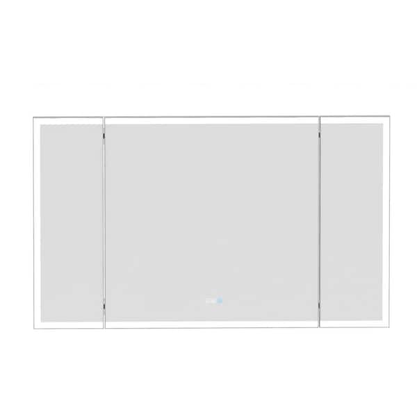 60 in. W x 36 in. H Rectangular Frameless Folding Wall Bathroom Vanity Mirror in Silver