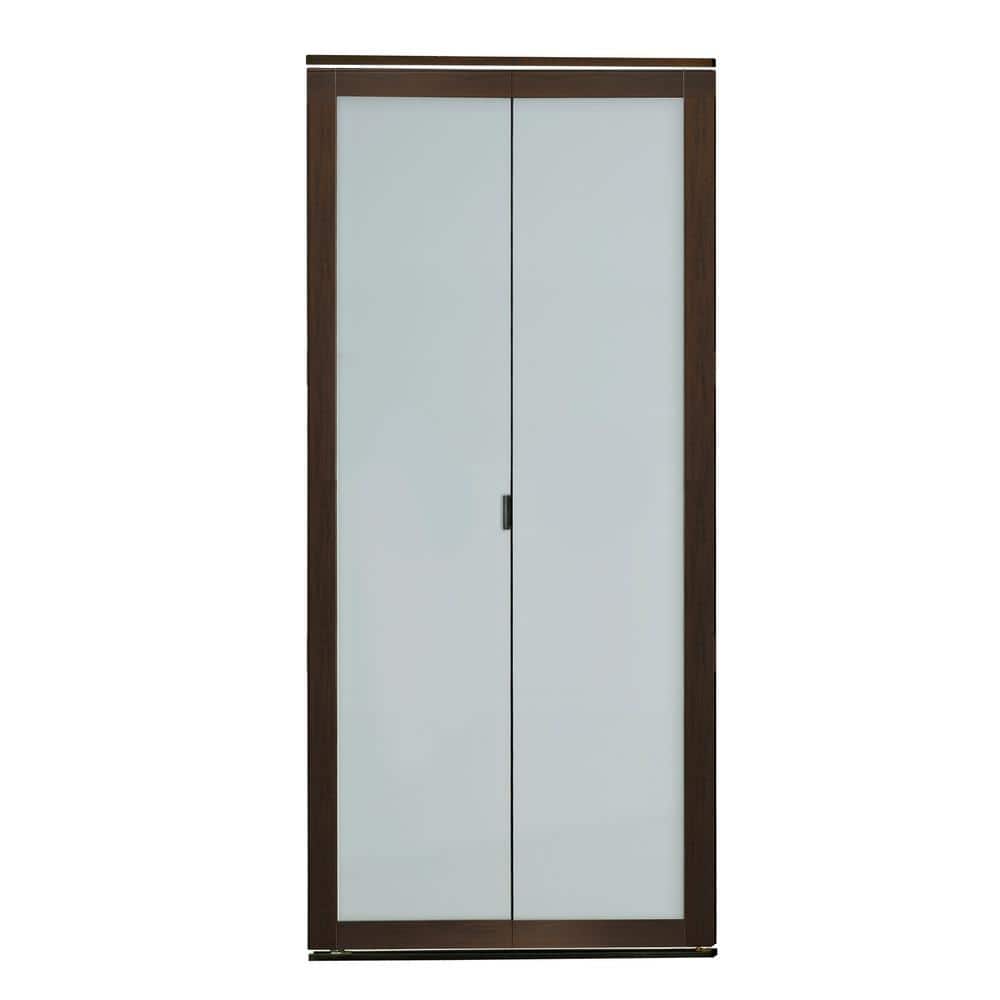 Mocha and White Frosted Glass Solid Core Bi-Fold Door