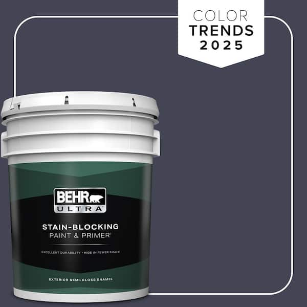 BEHR ULTRA 5 gal. #PPU15-19 Black Sapphire Semi-Gloss Enamel Exterior Paint & Primer