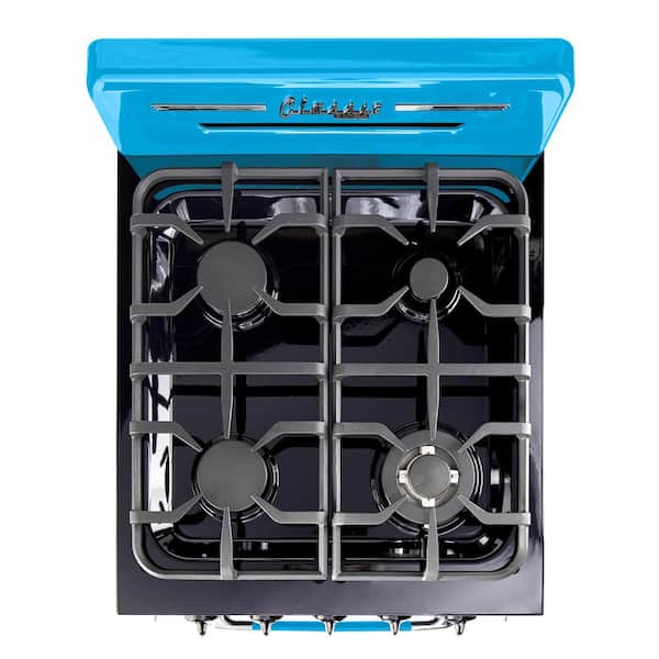 Unique Classic Retro 24 in. 2.9 Cu. ft. Retro GAS Range with Convection Oven in Robin Egg Blue