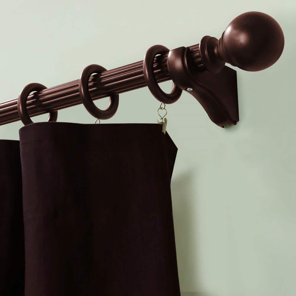 Antique Mahogany Wood Curtain Rings with Clips, Set of 7