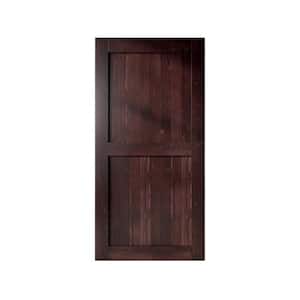 46 in. x 84 in. H-Frame Red Mahogany Solid Natural Pine Wood Panel Interior Sliding Barn Door Slab with H-Frame