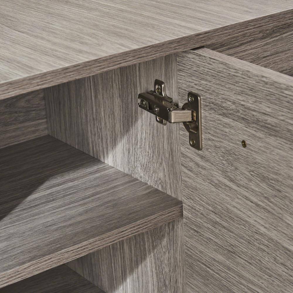 Gray Oak Mid-Century Modern 3-Door Fiberboard Cabinet
