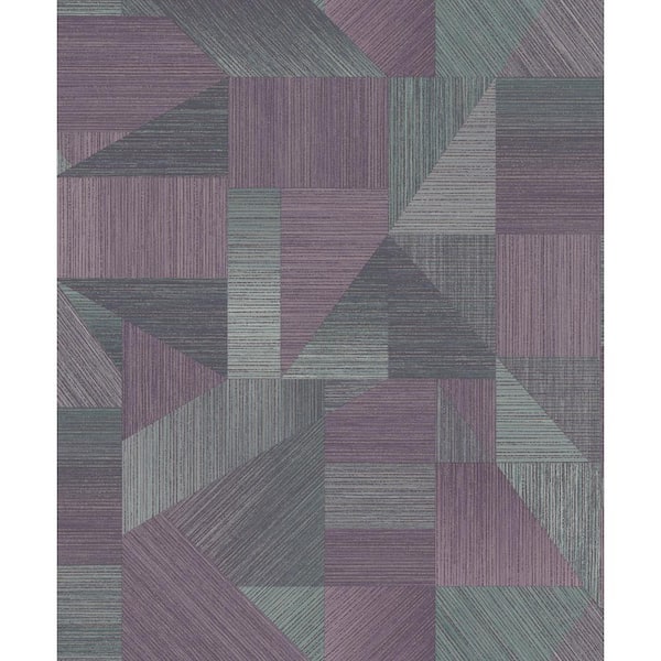 Walls Republic Fabric Patchwork Wallpaper Plum & Teal Paper Strippable Roll (Covers 57 sq. ft.)