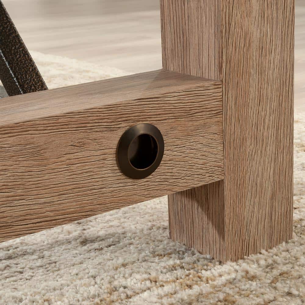 Pebble White and Brushed Oak Executive Desk with Drawer