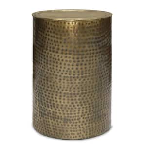 Corbin Industrial 16 in. Wide Metal Side Table in Hammered Antique Gold, Fully Assembled