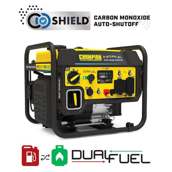 Champion Power Equipment 4500-Watt Gasoline and Propane Powered Dual Fuel Open Frame Inverter Generator with CO Shield and Quiet Technology