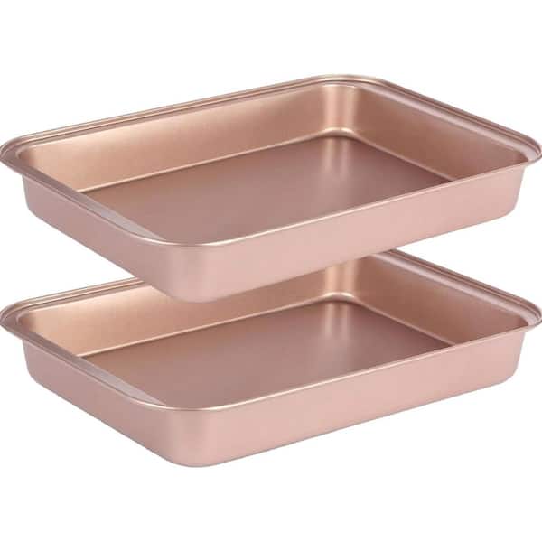 Nonstick Carbon Steel Deep Rectangle Baking Pan Set Cake and Roasting Pan with Spill-Proof Design Blue 2-Pack
