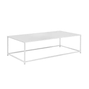 Eme 24 in. White Rectangle Metal Coffee Table with Spacious Rectangular Top