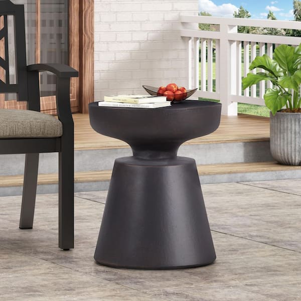 Harper & Bright Designs Antique Copper Color Lightweight Concrete Outdoor Side Table, No Assembly Required