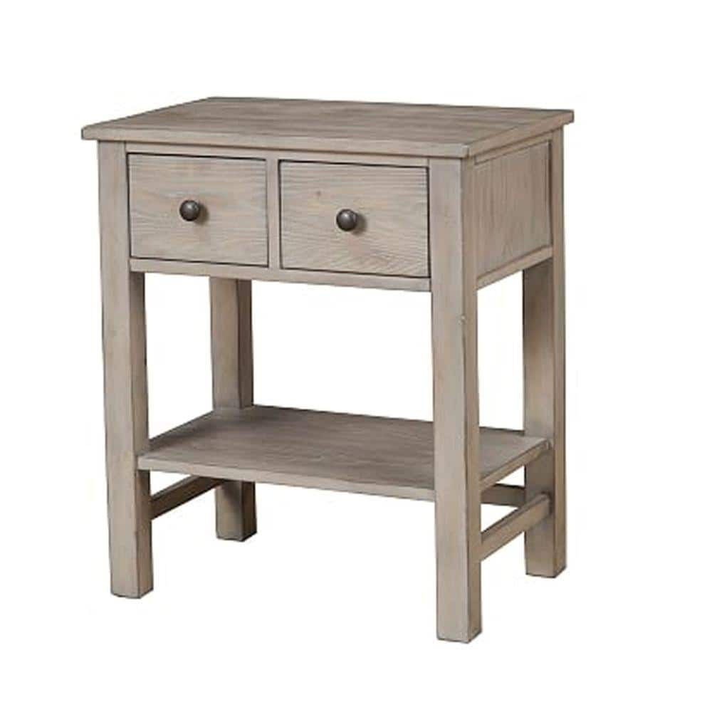 Benjara Gray Transitional Nightstand With Two Drawers And Bottom Shelf ...