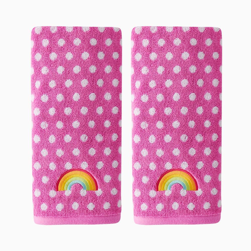 Pink 100% Cotton Rainbow Cloud Hand Towel (2-Pack)