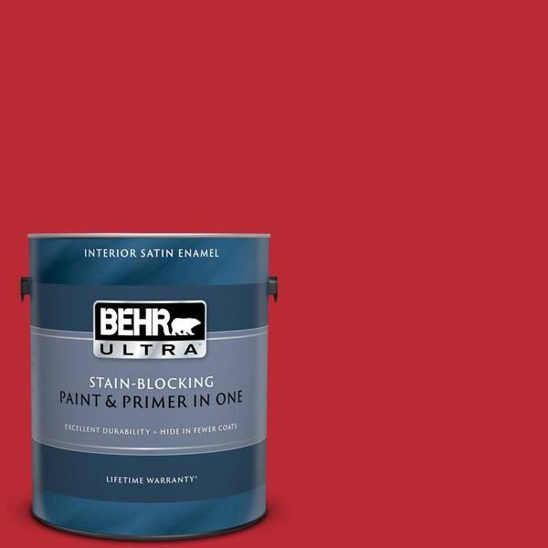 BEHR ULTRA 1 gal. #UL110-7 Edgy Red Satin Enamel Interior Paint and Primer in One