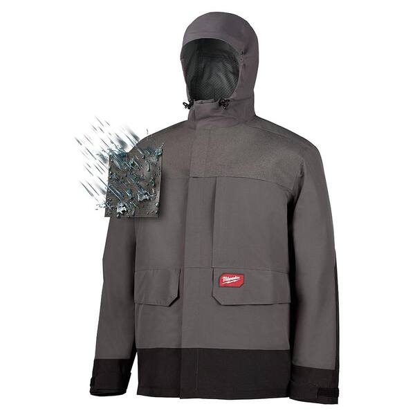 gray rain jacket