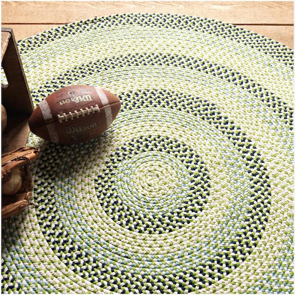 Hoopla Lime 2 ft. x 8 ft. Oval Braided Runner Rug