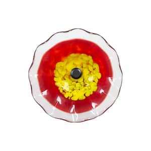 Fiore Bloom Red 9 in. Diameter Hand Blown Glass Flower Art Glass Wall Decor