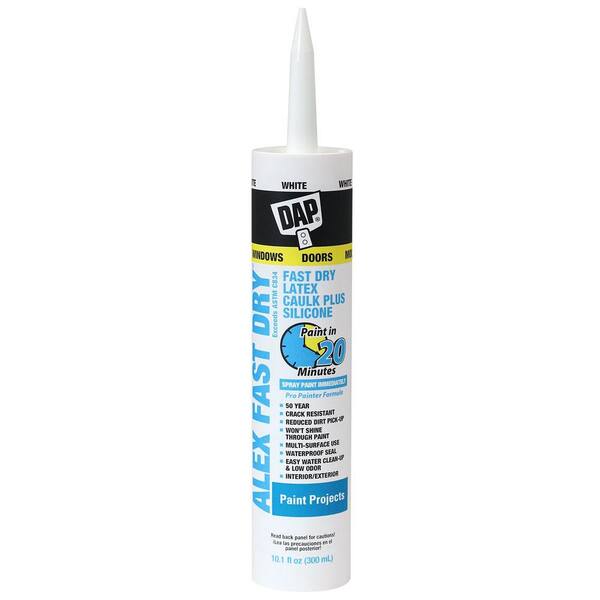 DAP Alex Fast Dry 10.1 oz. White Acrylic Latex Plus Silicone Caulk ...