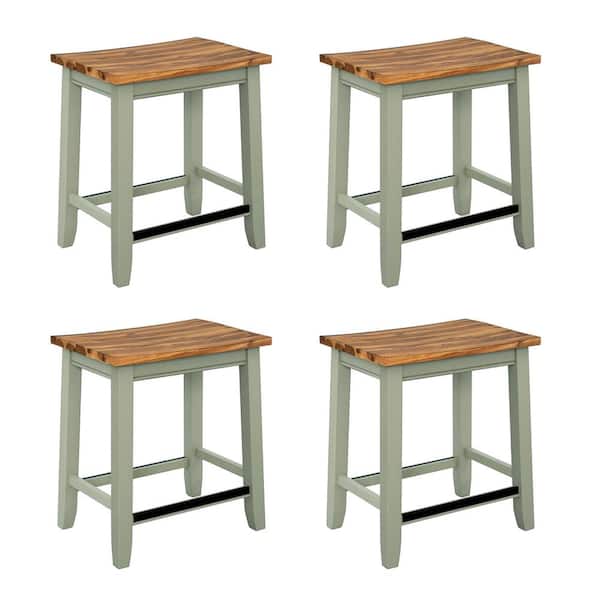 Utopia 4niture Nell Gray Wood Farmhouse Rustic Counter Height Dining Stools (Set of 4)