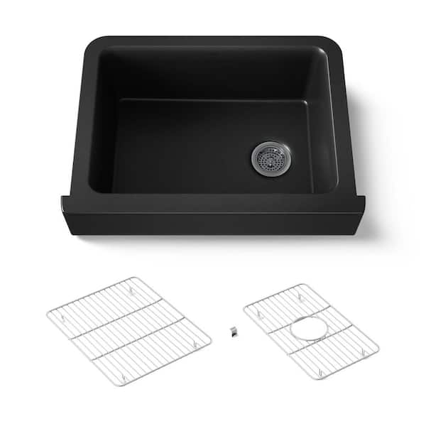 Cairn Matte Black Granite Composite 29.75 in. Single Bowl Undermount Kitchen Sink