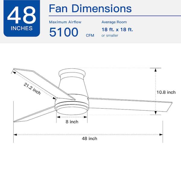 48 in. White Blades Lowe Profile Ceiling Fans with Light