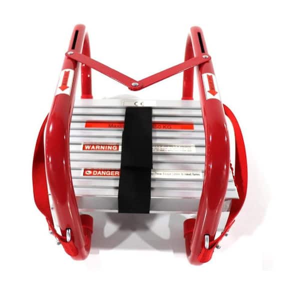 15 ft. 2-Story Fire Escape Ladder, 990 lb. Load Capacity with Anti-Slip Rungs and Wide Steps V Center (1-Pack)