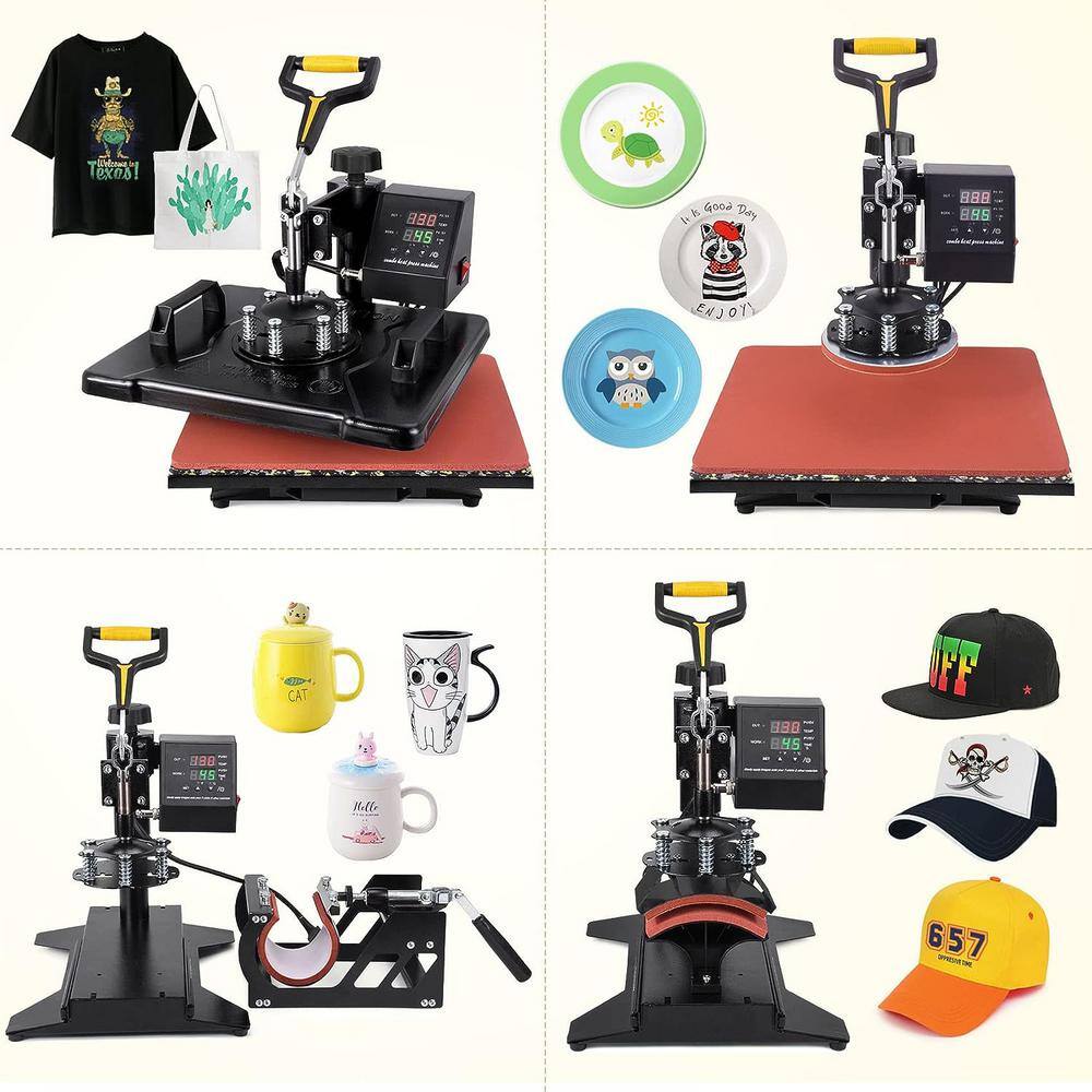 Black and Red 5-in-1 Digital Heat Press Machine