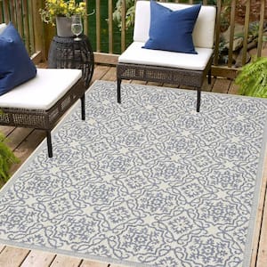 Eliza Blue 10 ft. x 13 ft. Indoor/Outdoor Area Rug