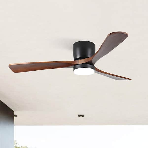 Blade Span 42 in. Indoor Black Modern Flush Mount Ceiling Fan with LED Light Bulbs with Remote Control
