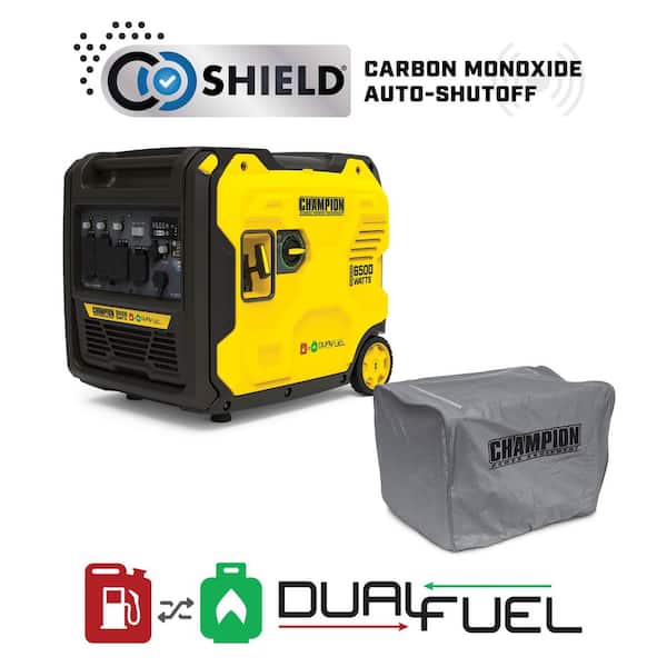 6500-Watt Dual Fuel Inverter Generator with CO Shield and Weather-Resistant Storage Cover Combo
