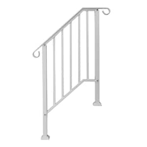 Iron Transitional Handrail for Outdoor Railings Fits 2 Step with Installation Kit in White