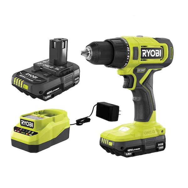 Ryobi PCL206K2 ONE 18V Cordless 1 2 in. Drill Driver Kit with 2 1.5 Ah Batteries and Charger