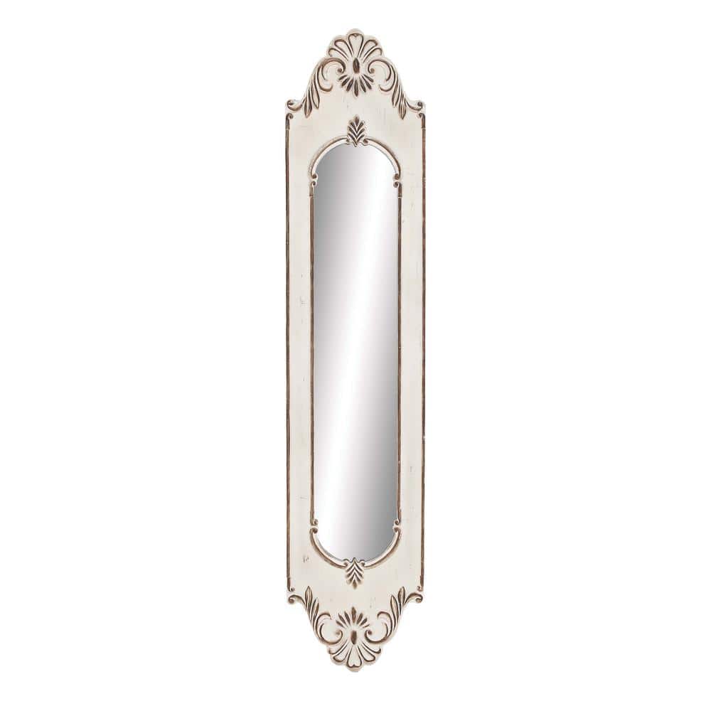 Distressed White Wood Full Length Arch Wall Mirror